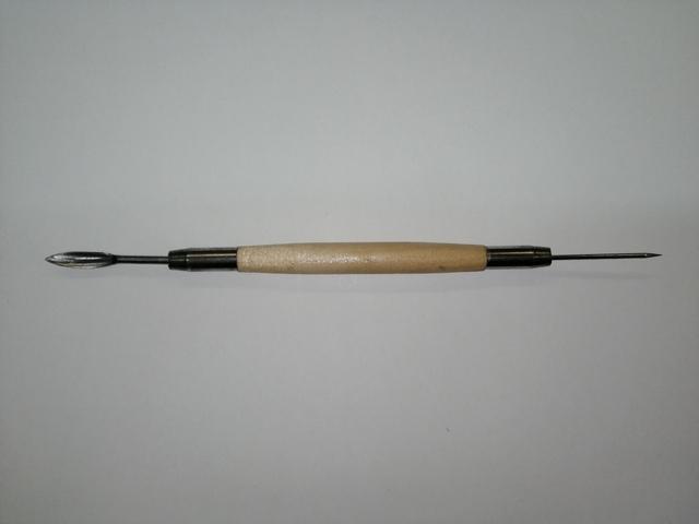 Нож скульптурный SFT013 двухсторонний (лопатка/шило), ручка деревянная