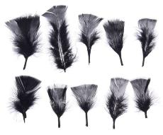 Набор перьев для декора 10 шт., размер 1 шт. 10*4 см, цвет - черный, Арт. 1250943
