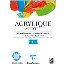 Альбом для акрила Clairefontaine "Acrylic" 10 л. А4 на склейке, 360 г/м2 Арт.96308С