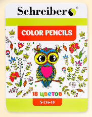 Набор цветных карандашей 18 цв. в металлическом пенале S-216-18